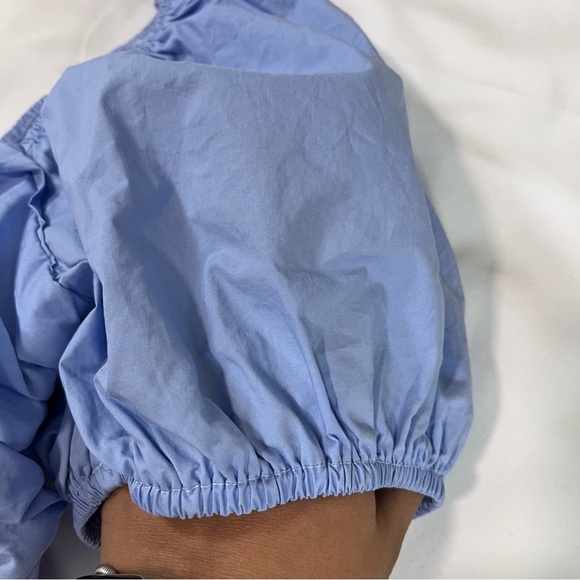 Women's Blue Puff Sleeve Top - Picture 6 of 7